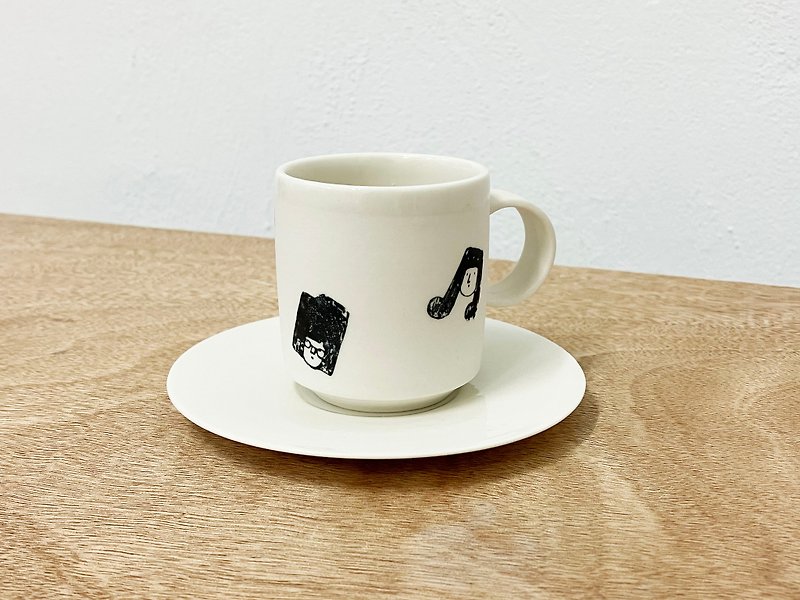 三千根子手工製 白瓷 咖啡杯連碟 - 咖啡杯/馬克杯 - 陶 白色
