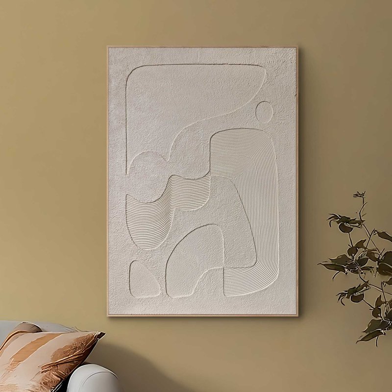 Beige Textured Abstract Painting | Textured Painting |Beige Wall Art | Bay 4 - 壁貼/牆壁裝飾 - 棉．麻 咖啡色