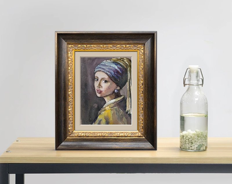 珍珠少女 療癒水彩系列 水彩原畫 非賣品 純欣賞 - 海報/掛畫/掛布 - 紙 白色