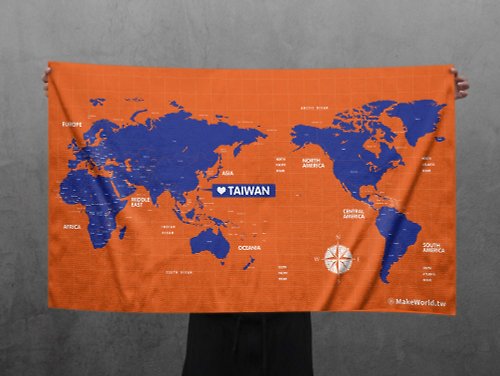 MakeWorld.tw 地圖製造 Make World地圖製造運動浴巾(靛橘)
