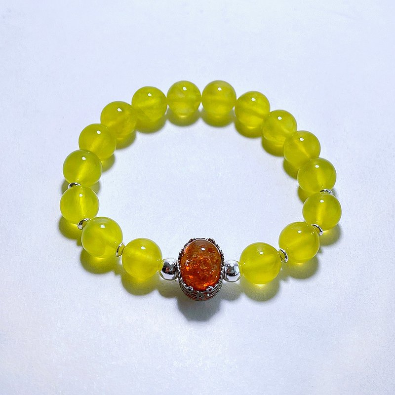 Gemstone Natural Canary Top Gold Prehnite 9 mm Gold Sunstone Bracelet - Bracelets - Gemstone Yellow