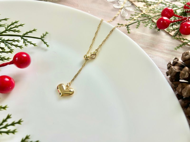 Love 14k gold-plated color-preserving pendant slide bead design necklace adjustable necklace love pendant - Necklaces - Other Metals Gold