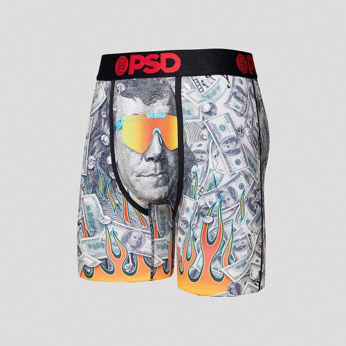 PSD Underwear MONEY LUX-Flat Boxer-Inverted Benjamin-Charcoal Gray