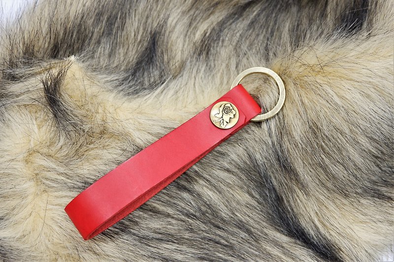 I Love You high-quality pure copper cowhide key ring│Provide free typing - Keychains - Genuine Leather Red