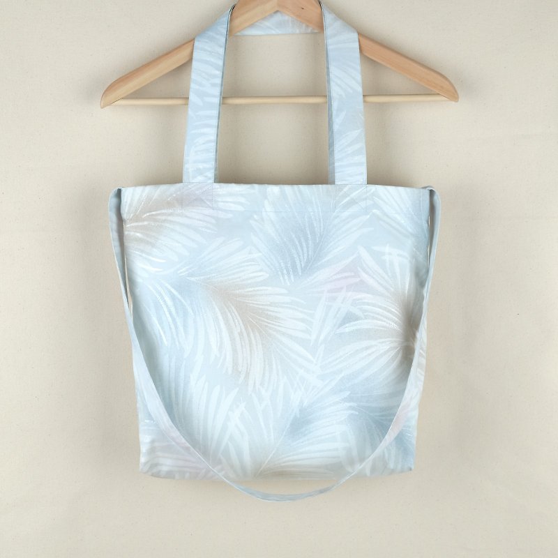 Blue Tropical Leaf Tote Bag - 側背包/斜背包 - 棉．麻 藍色