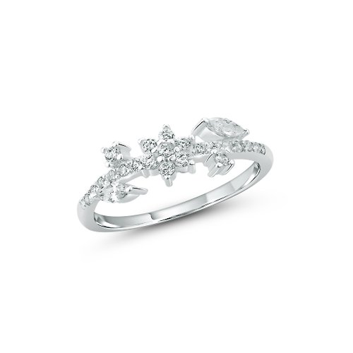 norwajewelry 【Gift box】925 Silver CZ Diamond Flower Ring