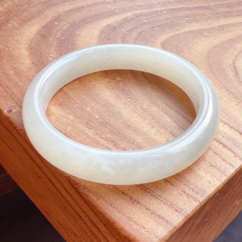 天然和闐玉羊脂平安鐲 | 18圍 | 天然新疆和闐玉 | 送禮 - 手鍊/手環 - 玉石 白色