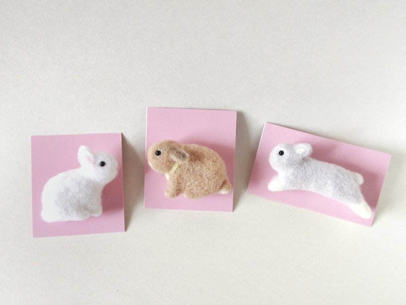Made to Order Needle Felted Rabbit Brooch - Brooches - Wool Khaki
