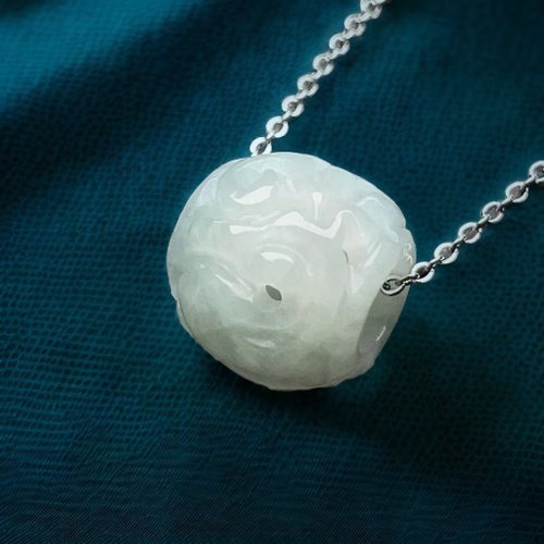 瓔珞珠寶盒 E.L.Jewelry Box 【萬事亨通】白翡翡翠雕花路路通項鍊 | 天然緬甸玉翡翠A貨 |
