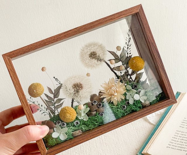 きらめくタンポポ×枯れないドライフラワー 透明ウォールナット材