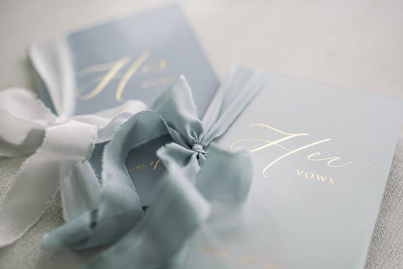 【Handmade Ribbon Wedding Vows Book】Morning Twilight - Wedding Invitations - Paper Multicolor