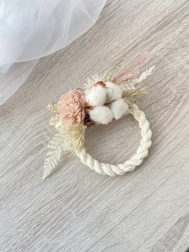 Chinese New Year Note Rope Wreath Dried Flower Japanese Lucky New Year Gift - ของวางตกแต่ง - พืช/ดอกไม้ สึชมพู