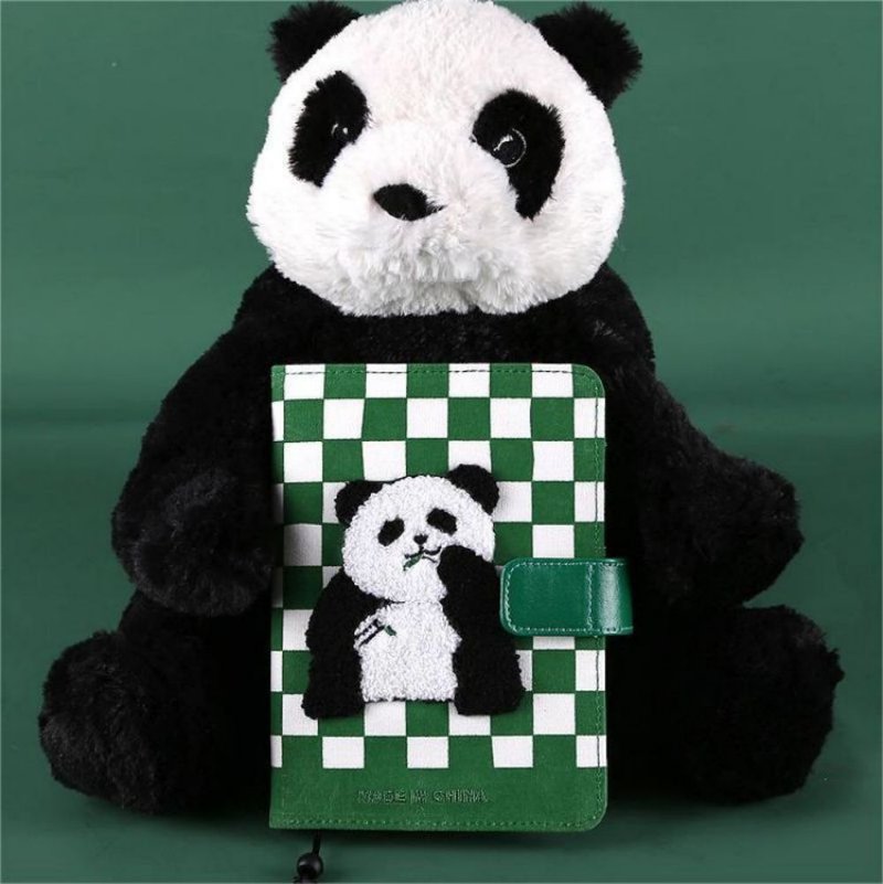 PANDA Checkerboard A6 Plush Pocket Book Cute and Interesting Notebook - สมุดบันทึก/สมุดปฏิทิน - กระดาษ 