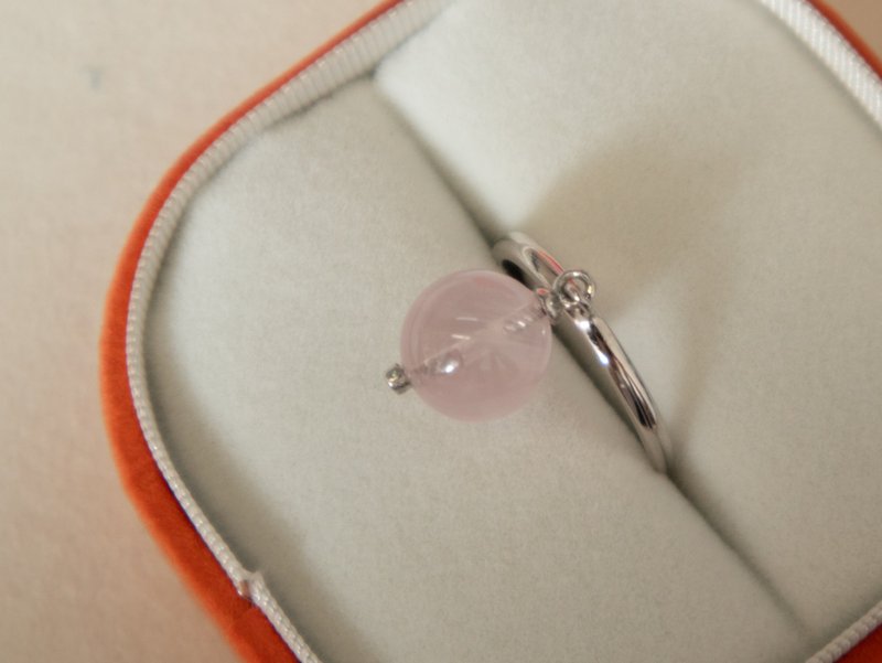 925 sterling silver rose quartz hanging fruit ring - no limit on body size - แหวนทั่วไป - เครื่องเพชรพลอย สึชมพู