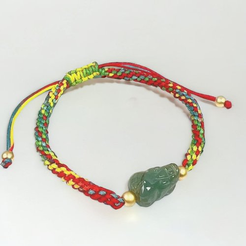 瓔珞珠寶盒 E.L.Jewelry Box 【招財神獸】冰綠翡翠貔貅編織手鍊 | 天然翡翠A貨 | 送禮