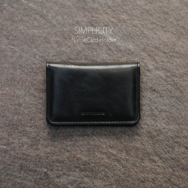 [SIMPLICITY] ZiBAG-027 / NameCard Holder / simple name card holder / black │ Black (oil side: blue) - Card Holders & Cases - Genuine Leather 