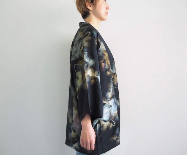 日本製】ユニセックス羽織 煌めきの黒 洋服に合う羽織 着心地抜群