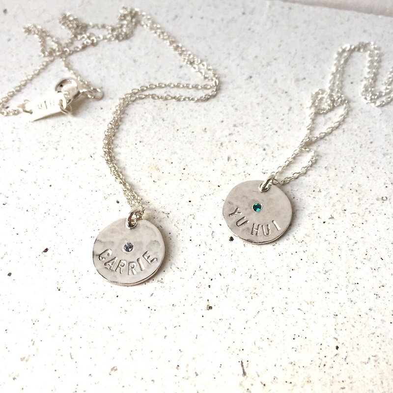 MIH Metalworking Jewelery | You are the name of the gemplate inscribed silver gem necklace to yourself and girlfriends, sister 1 + 1 jewelry (2 in) - สร้อยคอ - โลหะ สีเงิน
