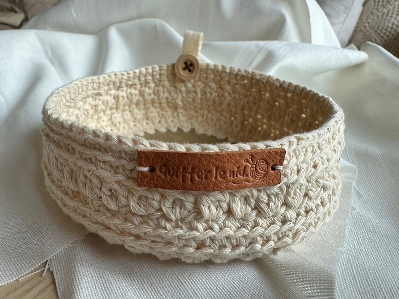 Hand-woven Taiwan cotton faux leather bowl - กล่องเก็บของ - ผ้าฝ้าย/ผ้าลินิน 