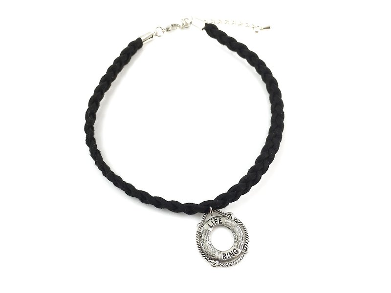 Lifebuoy twist necklace - Necklaces - Genuine Leather Black