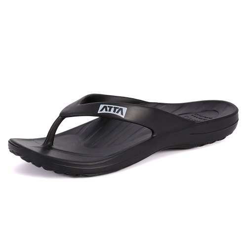 ATTA 【ATTA】足底均壓 足弓簡約夾腳拖鞋-黑色