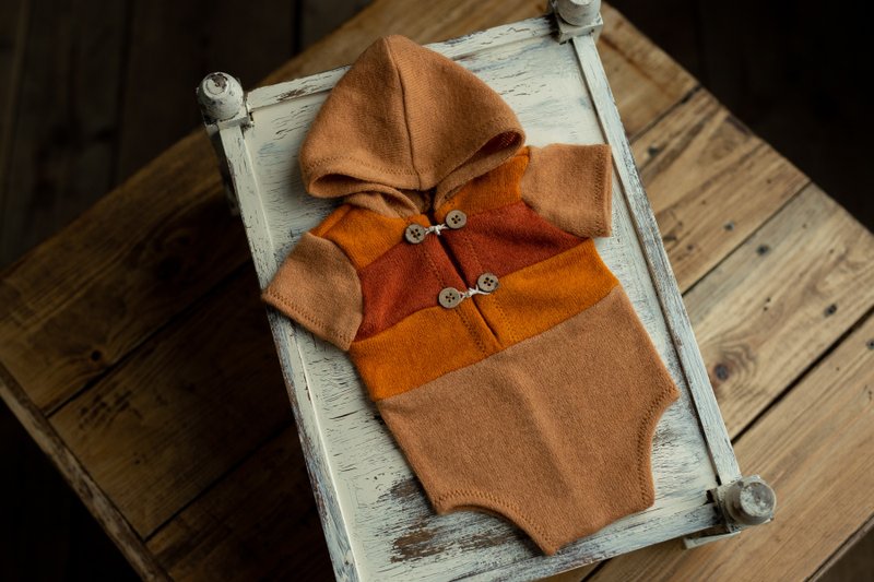 Newborn boy jersey romper with hood, Newborn Photography props - 嬰兒飾品 - 其他金屬 