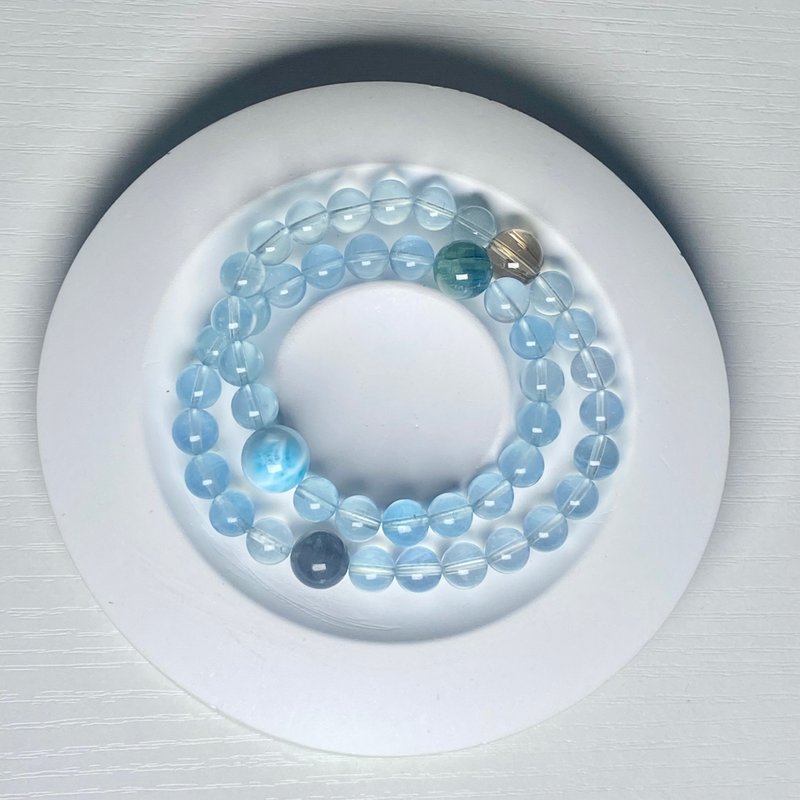 Stone. Blonde crystal. Teal crystal. Labradorite. Aquamarine Double Circle - Bracelets - Crystal Blue