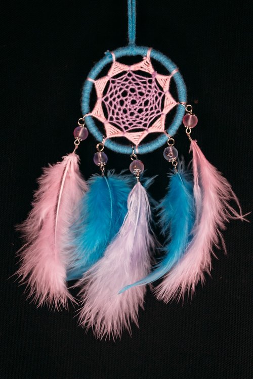 Mr.SkullyPop 純手工捕夢網 Handmade Dreamcatcher-【編織-藍紫粉】