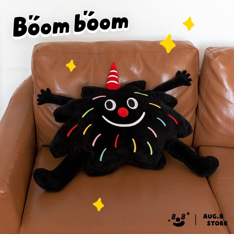 AUG8 STORE Black Bang Bang Doll Pillow Doll Cushion - Stuffed Dolls & Figurines - Cotton & Hemp 