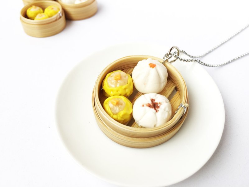 Dimsum necklace - 項鍊 - 黏土 黃色