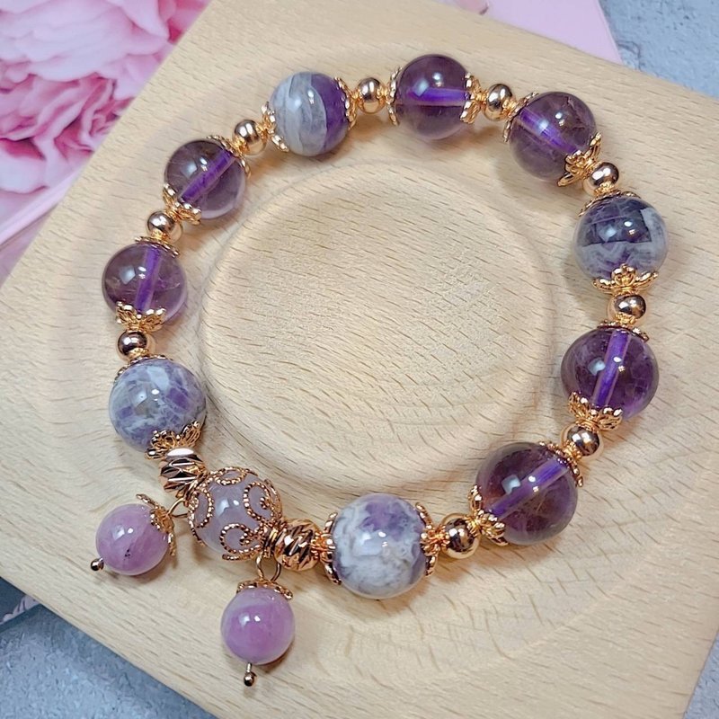 Aphrodite.C Fantasy Amethyst + Lavender Amethyst + Rose Gold Accessories Bracelet - สร้อยข้อมือ - คริสตัล 