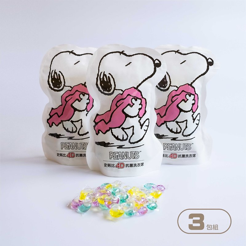 [3 pack set] SNOOPY 4D antibacterial laundry balls (24 pcs per pack, 72 pcs in total) - ผลิตภัณฑ์ซักผ้า - สารสกัดไม้ก๊อก ขาว