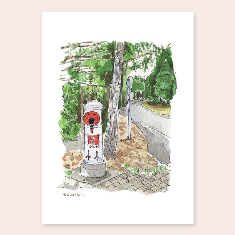 Watercolor hand-painted postcard - Sado Island Toki no Mori Park - การ์ด/โปสการ์ด - กระดาษ ขาว