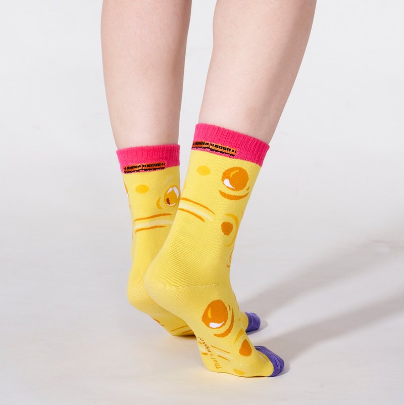 Jimmy forgot to kiss. Dancing in the Wind 1:1 Embroidered Socks (Children/Adults) - Socks - Cotton & Hemp Yellow