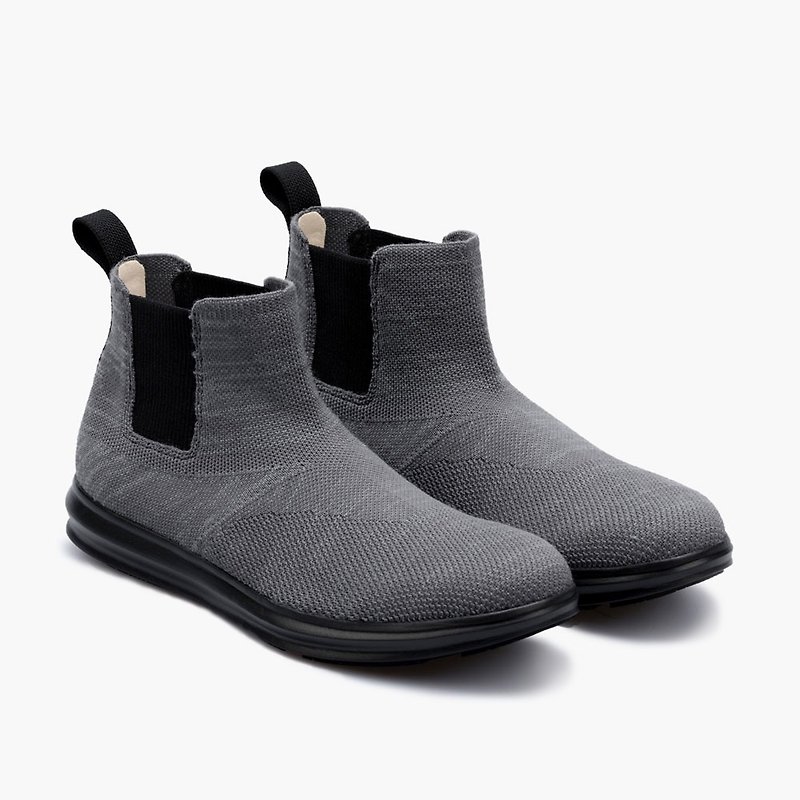(男款)切爾西短靴/灰 - 男款靴/短靴 - 聚酯纖維 灰色
