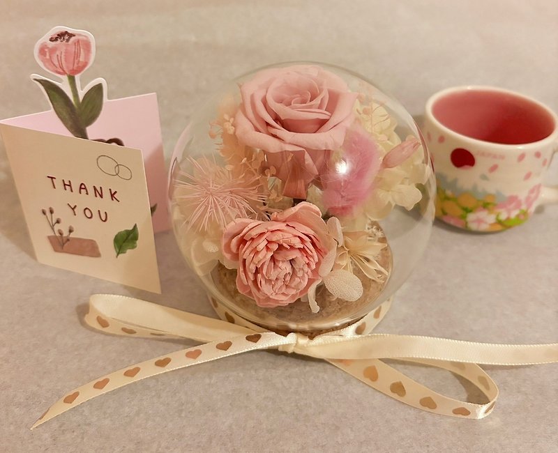 Classic eternal rose gift glass ball - ช่อดอกไม้แห้ง - พืช/ดอกไม้ สึชมพู