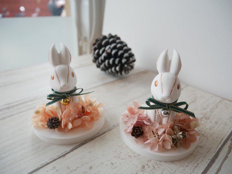 [Customized Gift] Christmas Gift Box Rabbit Garden Diffuser Stone Christmas Gift - Dried Flowers & Bouquets - Porcelain 