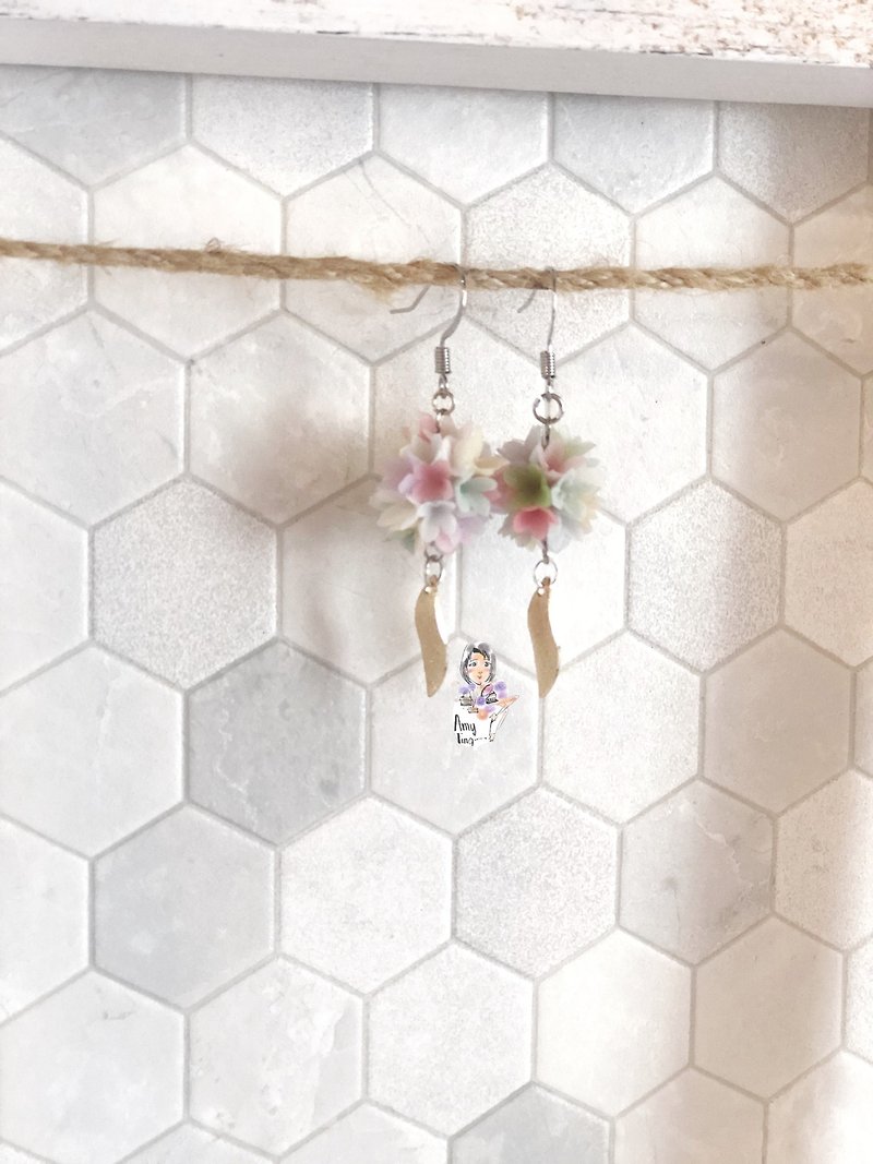 Handmade hydrangea shaped earrings - Earrings & Clip-ons - Clay 