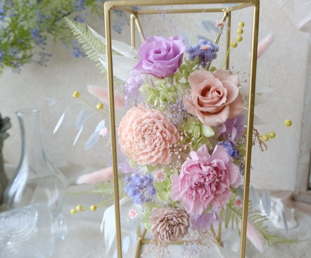 ドライフラワーリース　プリザーブドフラワー　プレゼント　インテリア プリザーブドフラワー】フレームフラワー/ドライフラワー/プリザーブド