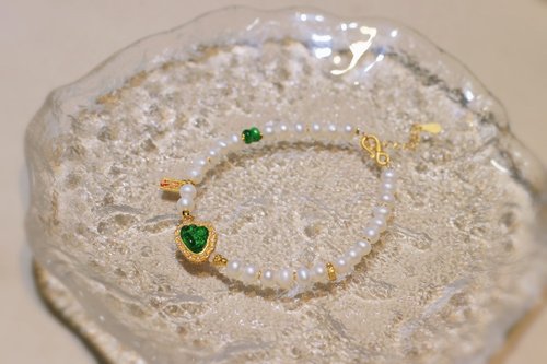 Angel's tears 天使之淚 Jewelry Design 4mm天然原色淡水珍珠 A貨翡翠佛公設計單圈手串手鍊s