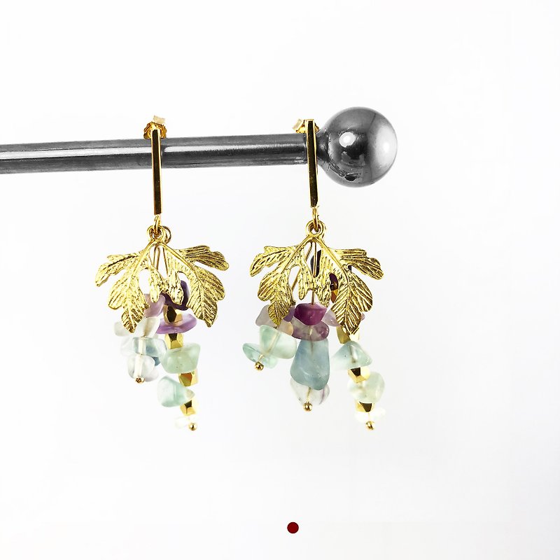 Exquisite -925 Silver Gold Plate Earrings 【Harvest Grapes】【Valentines Day Gift 】 - Earrings & Clip-ons - Gemstone Multicolor