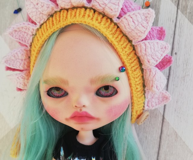 ブライス帽子かぎ針編みヘルメットピンクフラワー - ショップ