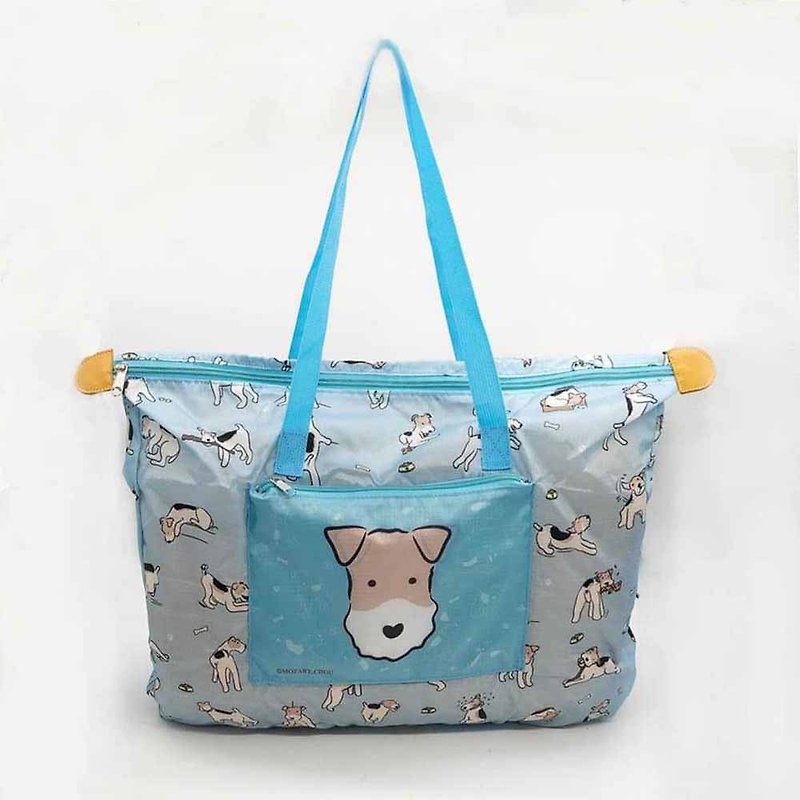 Wire fox terrier travel bag - กระเป๋าถือ - วัสดุกันนำ้ สีน้ำเงิน