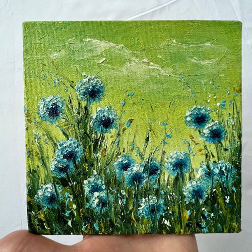 Wildflowers Painting Floral Original Art 15x15 cm/ 6x6 in