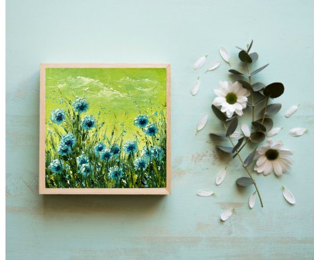 Wildflowers Painting Floral Original Art 15x15 cm/ 6x6 in
