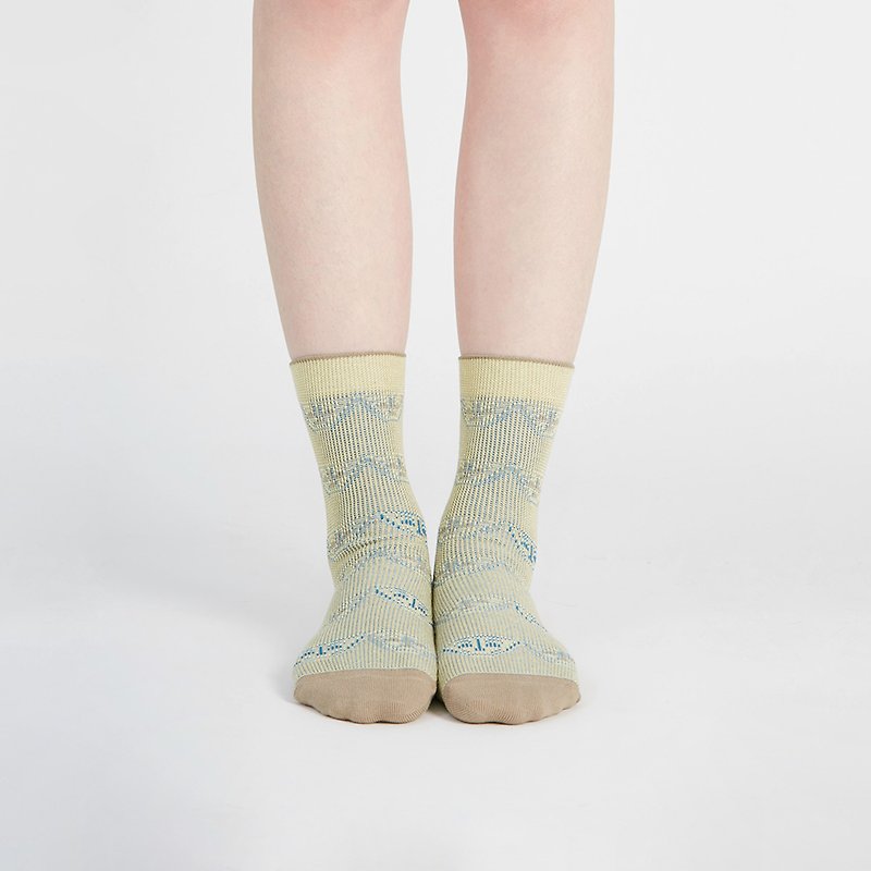 Human face tile 3/4 socks - Socks - Cotton & Hemp Multicolor