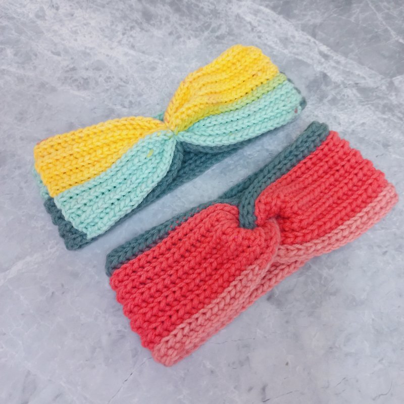 Limited edition of two pieces, one wide version each, brightly colored section-dyed wool hand-woven headbands - Headbands - Cotton & Hemp Multicolor