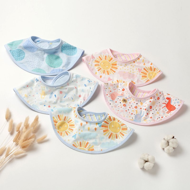 360 Degrees Double-Sided Cotton Baby Bib - ผ้ากันเปื้อน - ผ้าฝ้าย/ผ้าลินิน หลากหลายสี