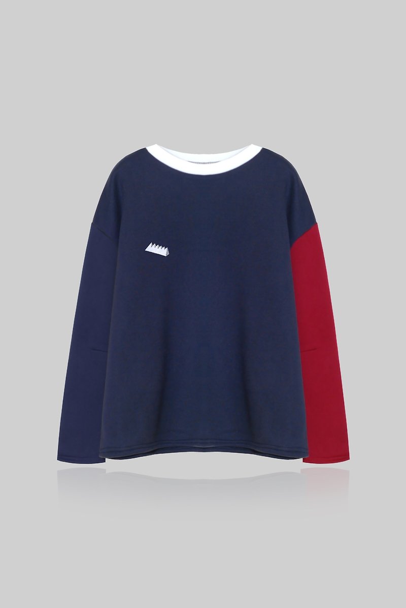 [Last] a small saw snow-capped mountains / sleeve kick hit the color space cotton - Women's T-Shirts - Other Materials Blue
