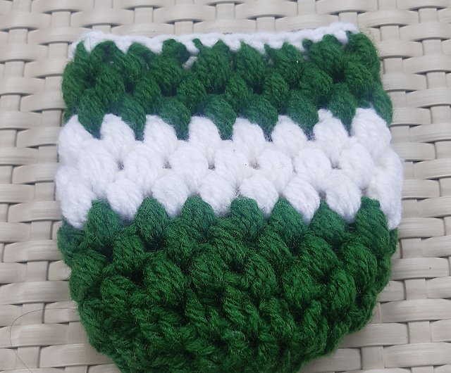 cover can green and white yarn crochet handmade - Shop luckyhandmade246  Other - Pinkoi